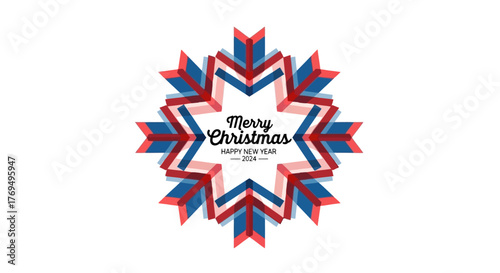 Merry Christmas and Happy New Year 2024 A Festive Snowflake Design for Holiday Greetings