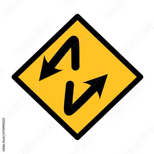 Set of Curved Arrow Traffic Warning Signs on Yellow Diamond Background Free Download Set of Curved Arrow Traffic Warning Signs on Yellow Diamond Background - GFXLoad
