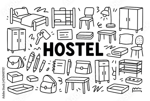 Hostel Essentials Doodle