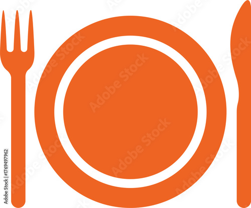 Minimalist dinnerware vector illustration on black background