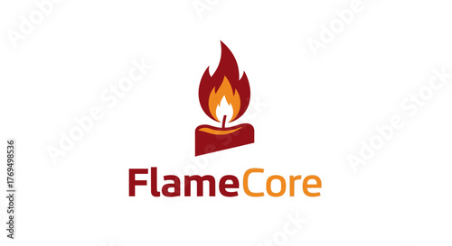FlameCore Logo Featuring a Stylized Candle with a Vibrant Flame.