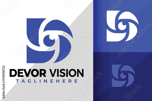 Letter D Vortex Eye Logo Icon Vector Design Illustration