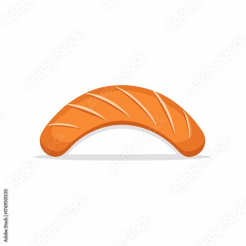 Stylized illustration of a single salmon nigiri sushi slice with grill marks