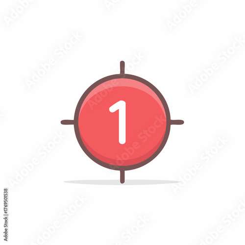 Red circular target icon with the number one inside and crosshairs