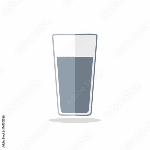Glass of fresh pure water, illustration, a half full or half empty concept