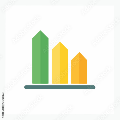 Simple Bar Chart Showing Decline in Green Yellow and Orange Colors