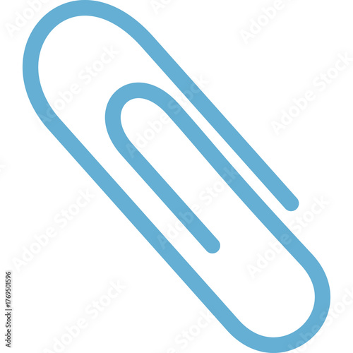 Light Blue Outline Paperclip Isolated on Transparent Background Simple Clean Design Office Supply Stationery Element