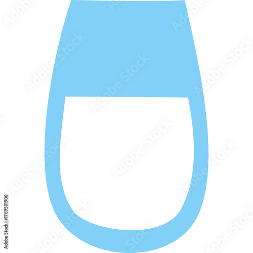 Light Blue Outline Of A Glass Filled With Water On A Transparent Background Isolated Vector Illustration