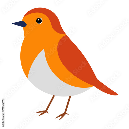 a simple vector art of a robin bird on white background