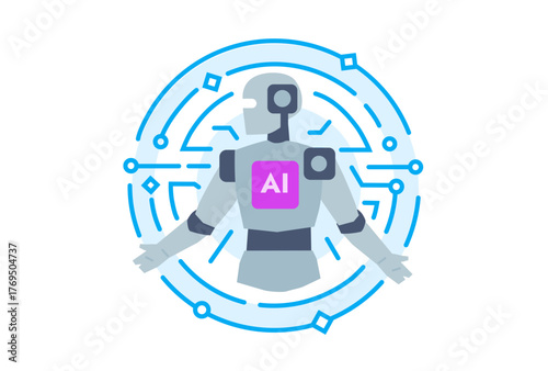 illustrations concept with businessmen. technology, partnership, artificial intelligence business robot, cybes. linear illustration Icons infographics. Landing page site print poster. Line story