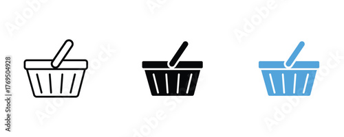 Basket icon set vector on white background.  shopping, market, store, symbol.