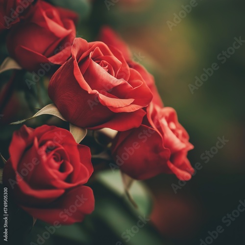 Close-up Deep Red Roses: Velvety Texture, Moody Low-Key Lighting, Cinematic Romance