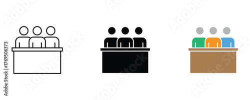 Jury icon set vector on white background.  people, group, court, law, justice, symbol.