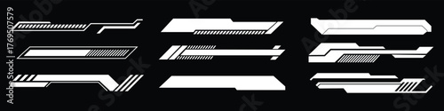 Futuristic white racing stripe. Futuristic cyberpunk HUD elements collection. Futuristic interface ui elements. Holographic hud user interface elements. vector illustration 