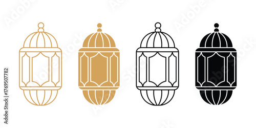 Ramadan lantern set for islamic decoration. Eid mubarak celebration festival design element. vector illustration. 