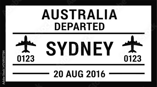 Australia departed sydney stamp vector graphic travel document design