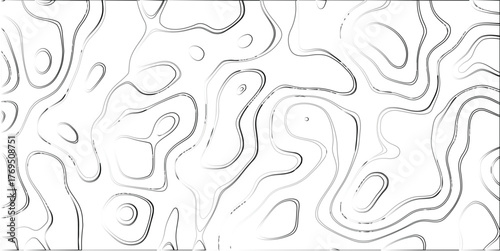 Dynamic topographic contour lines with subtle grayscale shading on a white background, ideal for scientific visualization or abstract graphic design elements