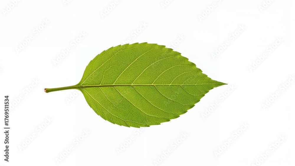 Fototapeta premium Apple tree leaf closeup isolated on white background