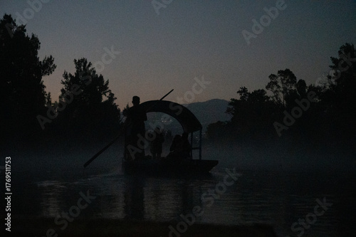 mexican chinampa in the sunrise