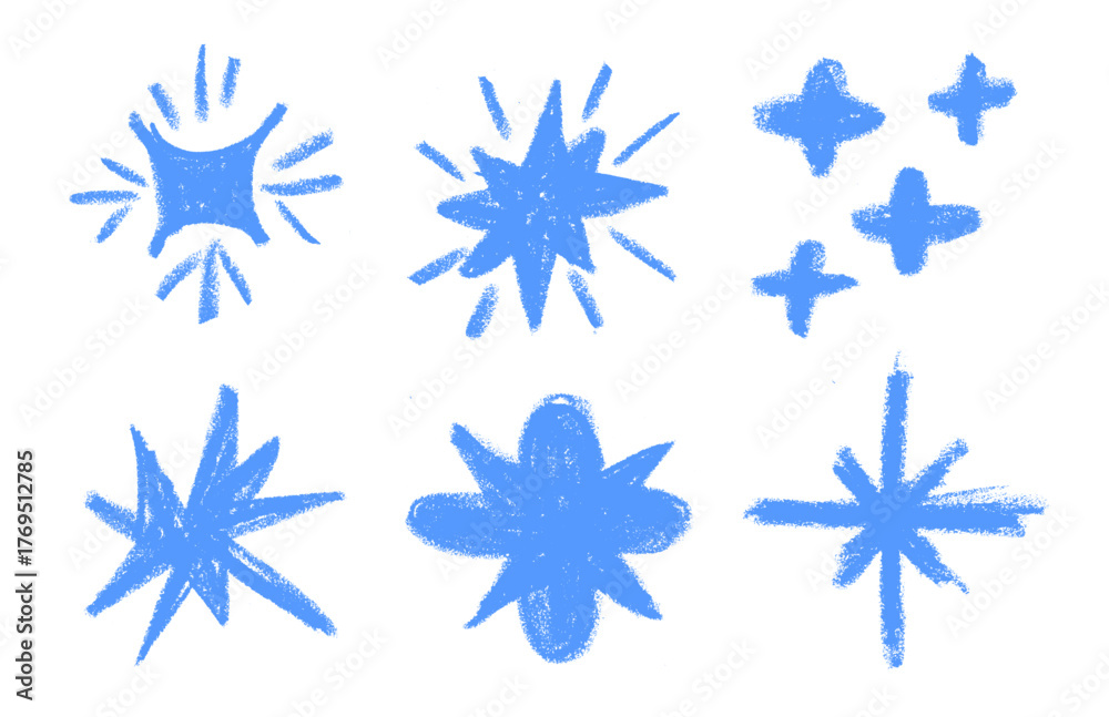 Obraz premium Christmas Star Crayon Chalk Drawing Doodle Vector