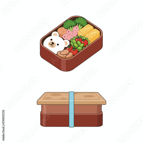Colorful Bento Box with Fresh Ingredients and Artistic Presentation