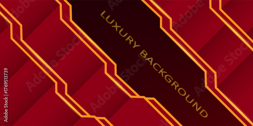 Red and gold luxury template background with ornament, can be used for premium wedding invitation, banner, golden flyer