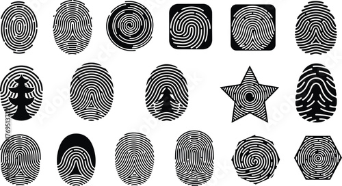 Collection of unique fingerprint designs for security and identity