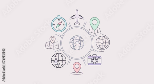 Travel Icons A Collection of Essential Symbols for Exploration and Adventure.