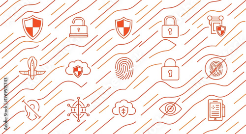 Cybersecurity Icons Representing Digital Protection and Data Safety.