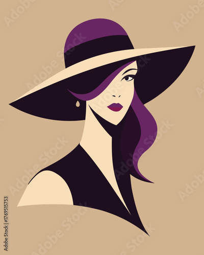 Elegant woman in a widebrimmed hat, exuding sophistication and style with a touch of mystery girl avatar