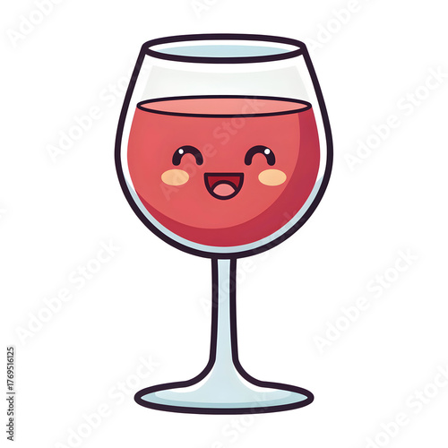 Wine glass in emoji style, isolated on white background, representing celebration, elegance, and social gatherings