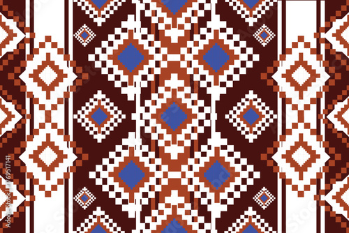 Bold geometric pattern featuring diamond shapes in earthy brown, white, and blue tones — a striking blend of tradition and modern design, ideal for textiles and cultural-inspired creations.