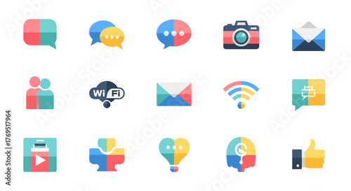 Vibrant collection of social media and communication icons 2.