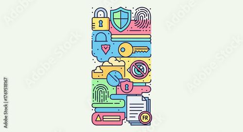 Cybersecurity and Data Protection Icons Collection.