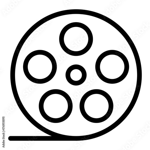 Reel of video tape line icon, info tech concept. Vector graphics. Tape with video or audio, recording sign on white background, style icon mobile or web design.
