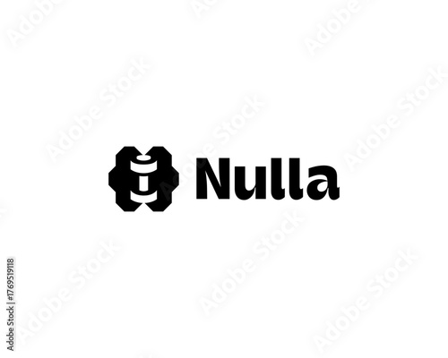 Brain and dumbbell minimalistic logo. Smart fitness black and white sign. Gym vector logotype