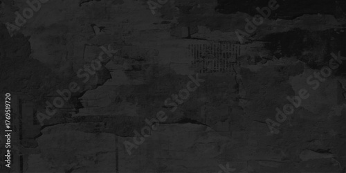 abstract poster black grunge old stained wall texture, dark Black brick or charcoal wall texture, grunge and dirty panoramic concrete wall with cracks and scratcthes.