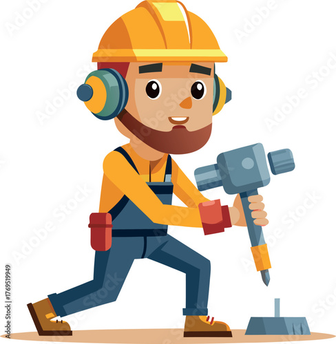  cartoon builder with helmet