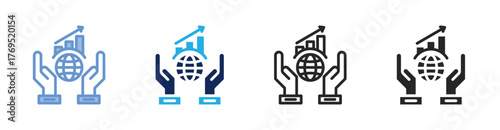 Economic Development Icon Collection Featuring Multiple Styles