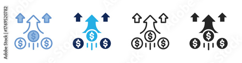 Money Growth Icon Collection Featuring Multiple Styles