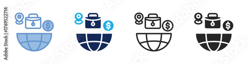 International Business Icon Collection Featuring Multiple Styles