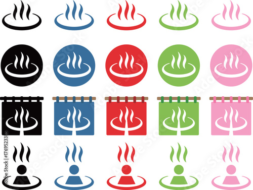 温泉マーク　アイコン　セット