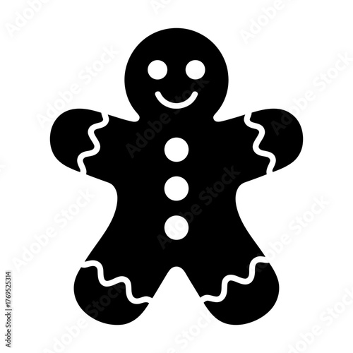 christmas gingerbread man icon Silhouette vector on white background