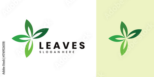 Leaf logo design template. Natural green leaf logo.