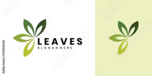 Leaf logo design template. Natural green leaf logo.