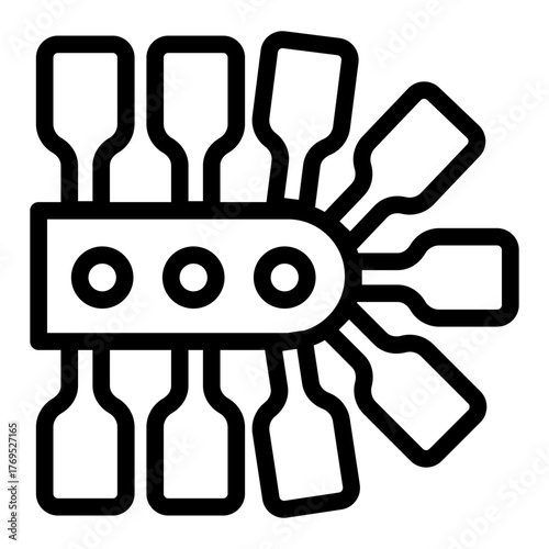 Conveyor with products, bottles line icon, manufacturing process concept, factory bottling equipment sign on white background, outline style for mobile web design. Vector graphics.