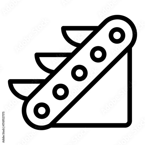 Conveyor with bowls line icon, manufacturing equipment concept, inclined bucket conveyor belt sign on white background, outline style for mobile web design. Vector graphics.