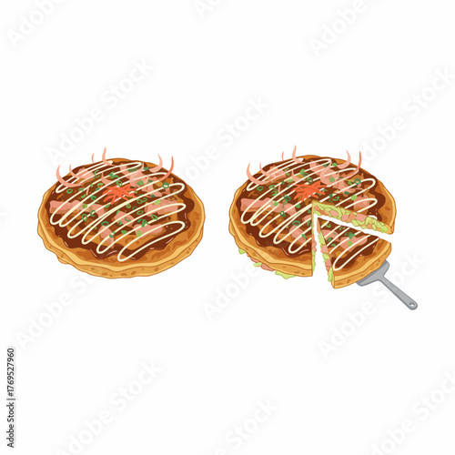 Fototapete Delicious Okonomiyaki: A Savory Japanese Pancake Delight