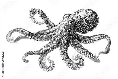 Octopus stippling illustration