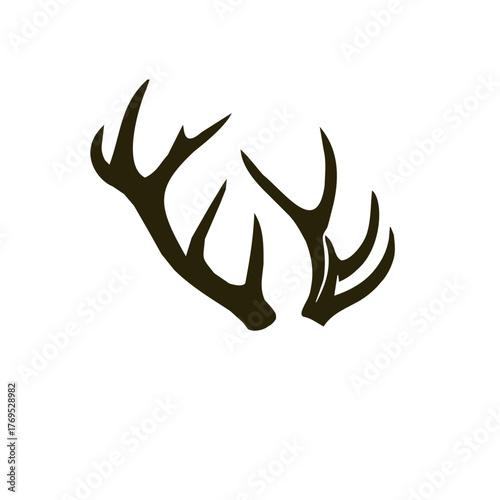 High-quality vector illustration of deer antlers silhouette, isolated on a clean white background.